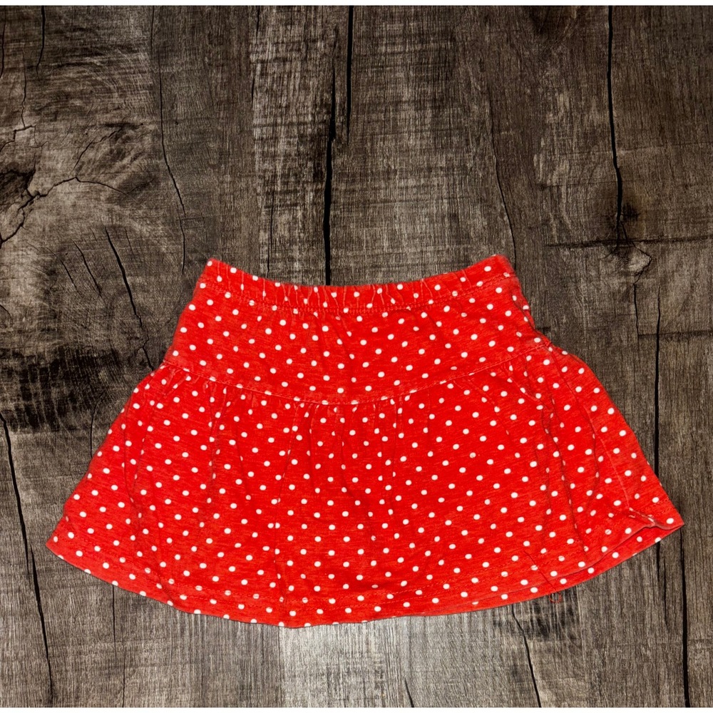 Vintage Y2k Faded Glory Red Polka Dot Organic Cotton Skort Baby Girls 12M